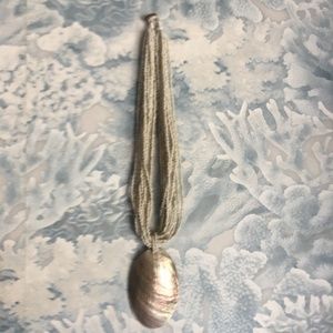 14 Strand Beaded Mother of Pearl Pendant Necklace